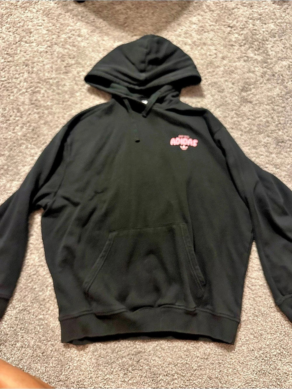 adidas Originals Bubble Heart Oversized Pullover Hoodie Black Size Small